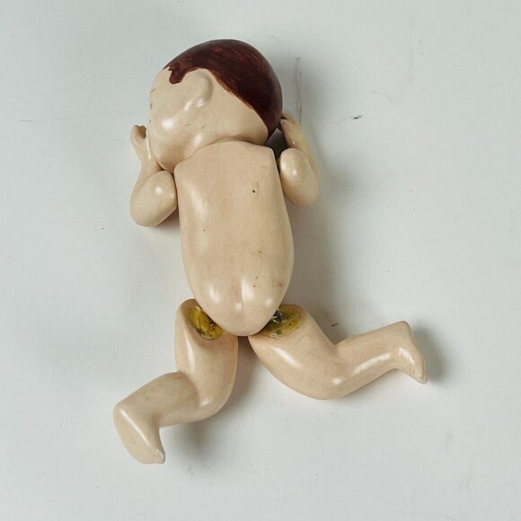 Antique 6" Composition Baby Doll Brown Hair Movable Arms & Legs Cracking - Picture 3 of 6